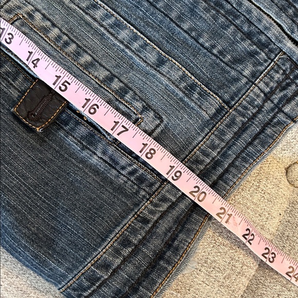 ONE WORLD DENIM ZIP UP FOUR FRONT BUTTONED POCKETS DISSTRESSED HEM SZ XL - Picture 11 of 13